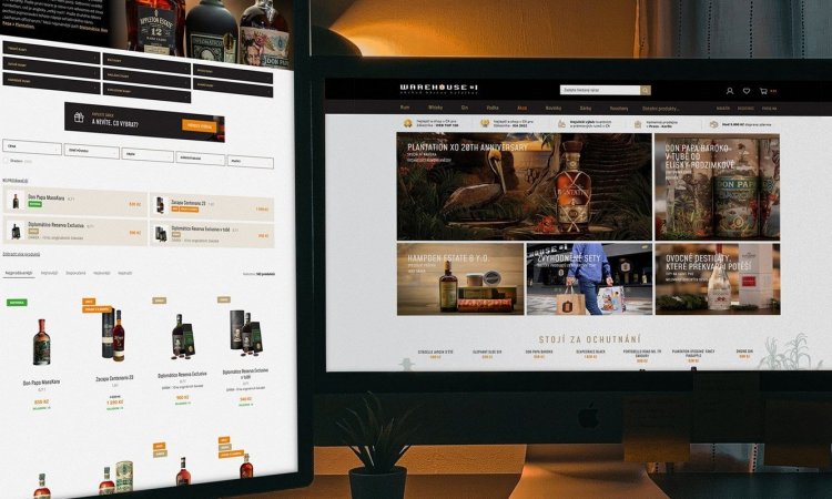 Designový e-shop dovozce luxusního alkoholu WAREHOUSE1.cz