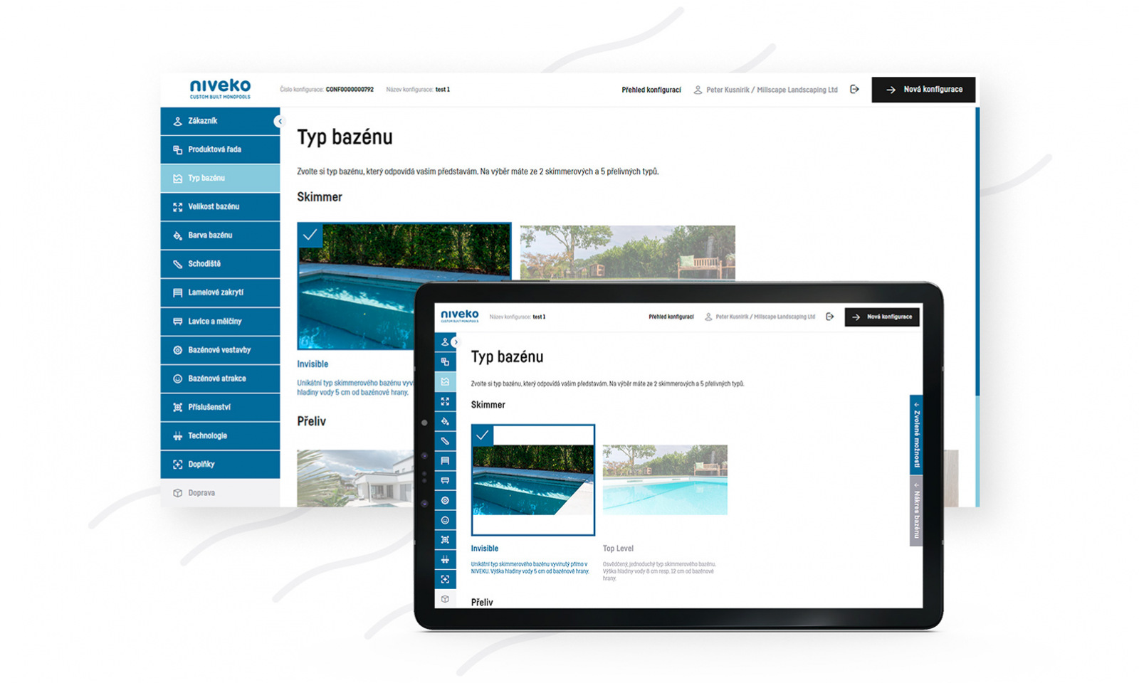 Rychlý. Přehledný. Nabitý obsahem. Konfigurátor bazénů Niveko slouží pro obchodní partnery jako velké zjednodušení dříve čiště manuální práce.