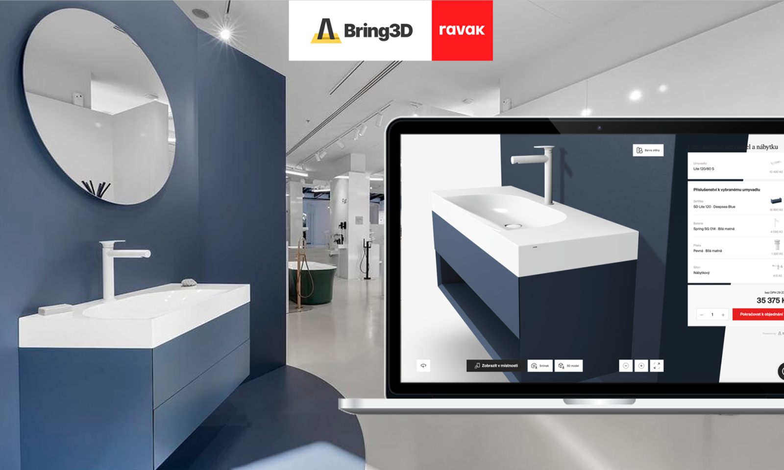 Konfigurátor propojuje realistické 3D zobrazení s výběrem variant, doplňků a souvisejících prvků, takže uživatel lépe chápe celek i detaily sestavy.