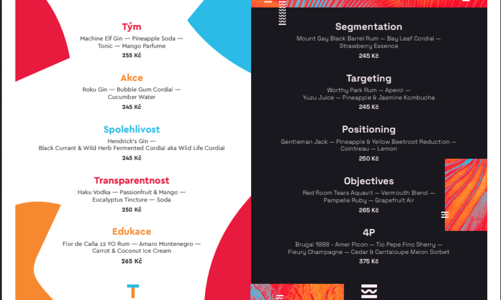 Ukázka Menu Tajného baru