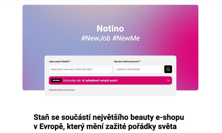 Nový kariérní web NOTINO (včetně AI funkcionality)