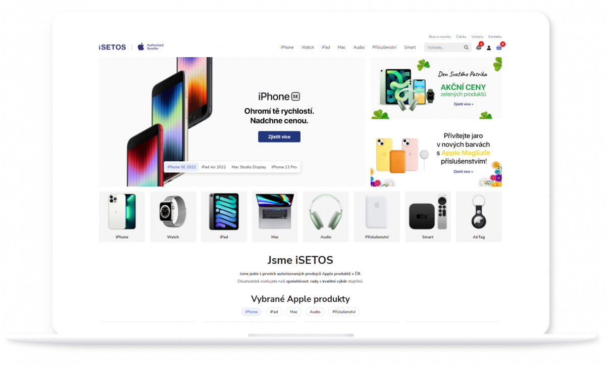 Homepage iSetos.cz desktop
